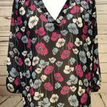 Ann Taylor Small Tunic Blouse Shirt Top Semi Sheer Floral Shirt Photo 0