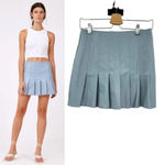 Aureum Sky Blue Vegan Leather Pleated Skirt Size XS Blue Photo 1