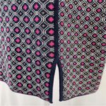 Juicy Couture Geo Knit Dress Front Slits Short Sleeve Mini Navy Pink Size XS Photo 6