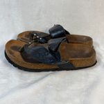 Betula Birkenstock Thong Sandals Black Leather Pearls Size 38 W7 Photo 6