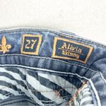 Rock Revival  Alivia Blue Light Wash Distressed Fray Hem Skinny Jeans, Size 27 Photo 3