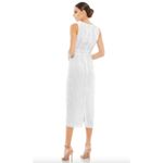 Mac Duggal  Sequined Tea Length Geometric Beaded Dress Sheath Dress White Womens Photo 2