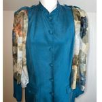 100% Silk Teal Blue Trench Blazer Shacket Women’s 10 Green Photo 0
