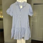J.Crew NWT  Striped Bubble-sleeve Shirt-dress Banker Blue Photo 1