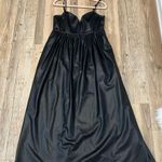 ZARA  Poplin midi leather black dress size Large Photo 2