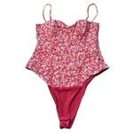 ZARA  Size M Floral Corset Bodysuit‎ Hot Pink Microfloral Coquette Feminine NWT Photo 4