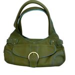 Franklin Covey Full Grain Leather Purse Handbag Green Shoulder Bag Front Pocket Photo 0