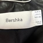 Bershka Women's Black Vegan Faux Leather Zip Up Notch Collar Moto Coat Jacket S Photo 2