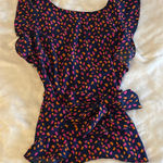 Naked Zebra EUC  Patterned Ruffled Cap Sleeve Blouse Photo 0