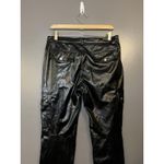 Black Faux Leather Cargo Pants Womens Medium Straight Leg Zip Pockets Utility Photo 4