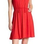 Joe Fresh Dress XL Bright Red White Embroidery Keyhole Tassel Tie Closure New Photo 0