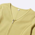 Uniqlo GU Ribbed Double Zip V Neck Cardigan Lime Green NWT XS Photo 7