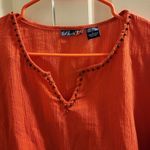 Vintage Phool Embellished Beaded accents 100% Cotton Tunic blouse gauze coral Red Size L Photo 2