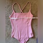 Blue Blush  Soft Ribbed One Piece Bodysuit Adjustable Straps Tank Top Sz S NWOT Photo 6