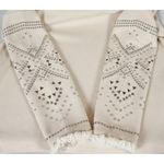 Nanette Lepore Fringe Trim Studded Sleeves Pullover Sweater Size Large Natural Photo 8