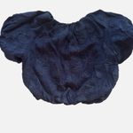 Ophelia Roe  Shirt Womens Blue Puffs Texture Balloon Sleeve Burnout Photo 3