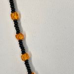 Silver Tone Pumpkin Pendant Black & Orange Beaded Necklace Photo 2