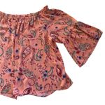 Boutique Off Shoulder Paisley Short Bell Sleeve Flowy Floral Blouse XL Photo 8