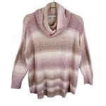 American Eagle Tan Cream Pink Striped Cowl Neck Hi Low Oversized Sweater Size XS Photo 1