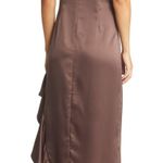Socialite NWT  Ruffle Slit Hem Satin Dress Photo 2