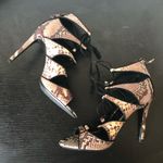 ZARA  Snakeskin Lace-Up Sandals Party Heels Zipper Back 39 US 8.5 Photo 5