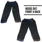 Ann Taylor PETITE NAVY BLUE W/SILVER & TAN STRIPES SATIN CROPPED PANTS (4P) Photo 10