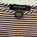 St. John  Navy Blue Stripe Linen Blend Shirt Dolman Sleeve Medium Photo 3