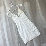 H&M  V Neck Keyhole Detail Ruched Mini Dress Cream (small) club going out date Photo 3