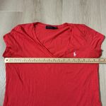 Polo Ralph Lauren Women's Coral V Neck T Shirt Logo Size L Red Size L Photo 2
