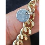 Womens Gold Cuban Chain Necklace With Angel Coin Pendant And Toggle Lock Jewelry Orange Photo 7