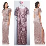 JS Collections  Embroidered Mesh Flutter Sleeve Elegant Lace Evening Gown Photo 1