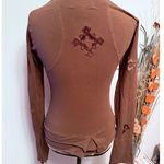 Vintage AJ Armani Jeans Brown Long Sleeve Velvet Cross Top Made in Italy Size 8 Photo 1