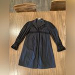 Rebecca Taylor  Lace Mock Neck Long Sleeve Poplin cotton mini  Dress black 0 Photo 12