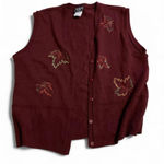 Southern‎ Lady Vest Womens XL Burgundy leaf Applique vintage embroidered Red Photo 0