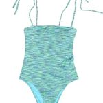 American Eagle Aerie Space Dye Pique Bandeau One Piece Cheeky Coquine Swimsuit Medium Photo 1