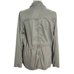 Max jeans  Distressed Green Draped Front Jacket Size Medium Army Green Jacket Photo 1
