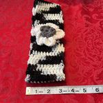 NWT blk&wht hand crochetedâearâwarmerâheadbandâw/wht&greyâflowerâwarmâstylish Black Photo 5