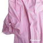 Poof! NWOT Off the Shoulder Pinstripe Top With Tie End Sleeves Size Large Photo 1