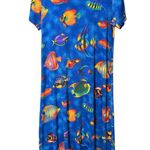 Vintage Royal Creations Hawaii Tropical Fish Maxi Dress Blue Small Made in USA Photo 0