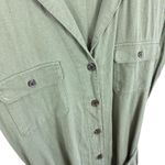 Old Navy  Green Linen Blend Short Sleeve Belted Button Up Above Knee Dress Size L Photo 2