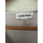 Calvin Klein NWT Twisted Surplice Top Metallic Silver Sleeveless V Neck Size L Photo 4