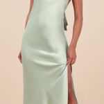 Lulus  Angelique Sage Satin‎ Backless Halter Midi Dress Green Size XS Photo 0