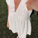 BOUTIQUE WHITE EYELET MINI DRESS Size L Photo 2