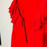 Halston Heritage Women's Plisse Georgette Popover Ruffle Midi Dress Size Small Photo 3