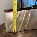 Jessica McClintock Champagne Gold Pleated Clutch Evening Bag Chain Strap Formal Photo 2