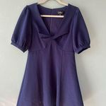 Lulus  Navy Blue A-Line Mini Dress with Puffy Sleeves - Women’s Medium Photo 0