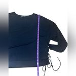 ZARA Black Crewneck Long Sleeve Top Side Lace Up Tie Accents Size Medium Photo 4