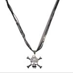 Nwot! Silver rhinestone skull and crossbones necklace! Silver Photo 4