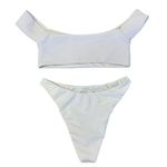 Lovers + Friends  Tess Off The Shoulder High Waist Bottoms Textured Bikini Set S Photo 2