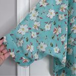 Floral Sheer Teal Women's Kimono Style Cardigan NWT, Size XL Blue Photo 9